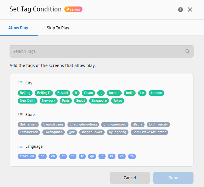 Configure Tag Conditions