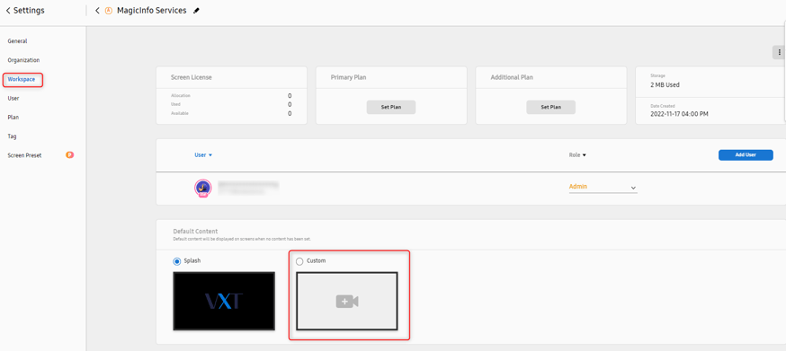 Default Content field